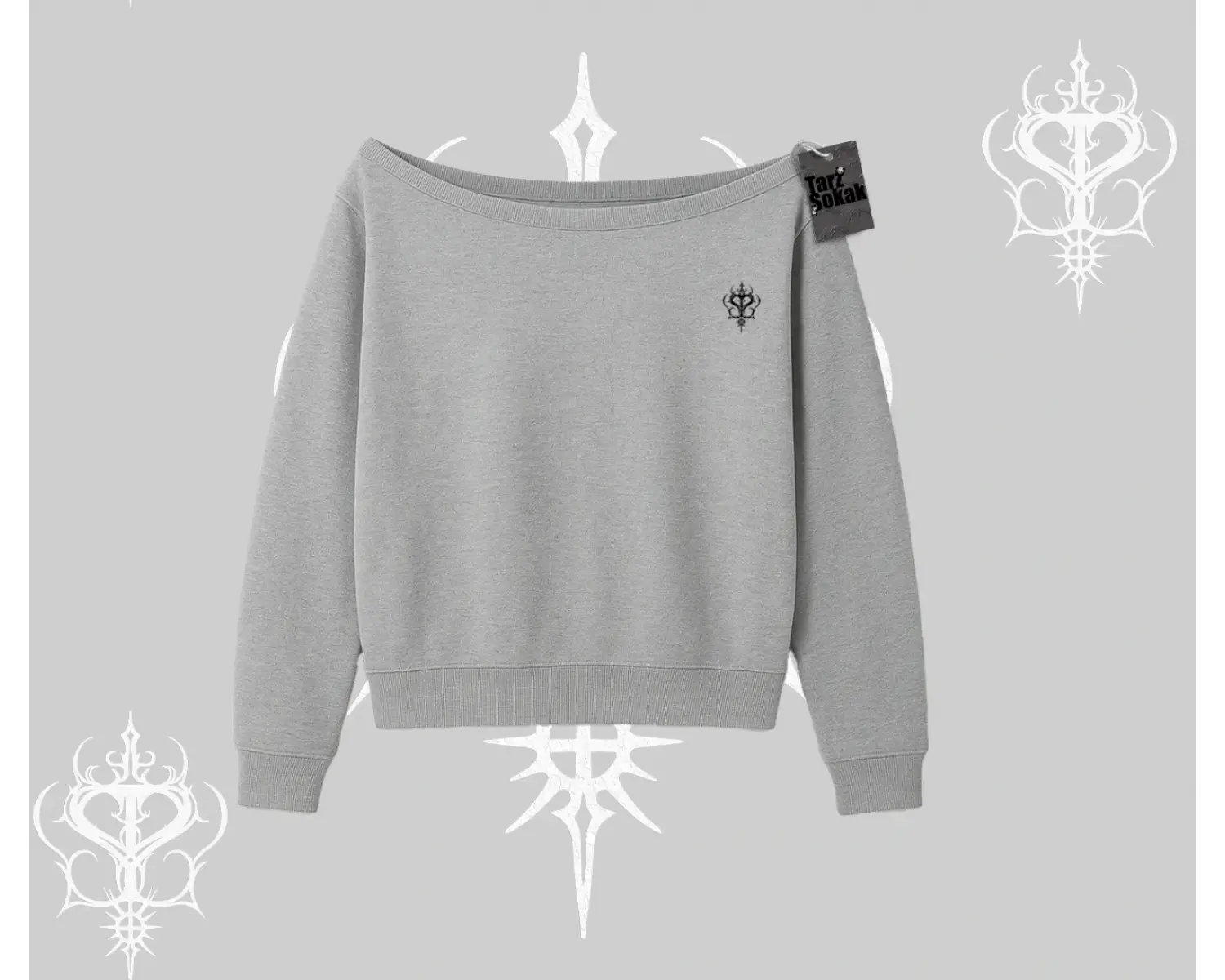 Beyaz Kayık Yaka Sweatshirt Özel logolu