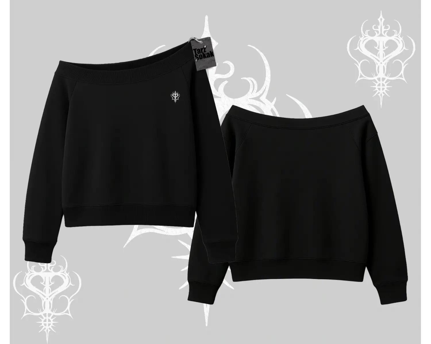 Beyaz Kayık Yaka Sweatshirt Özel logolu