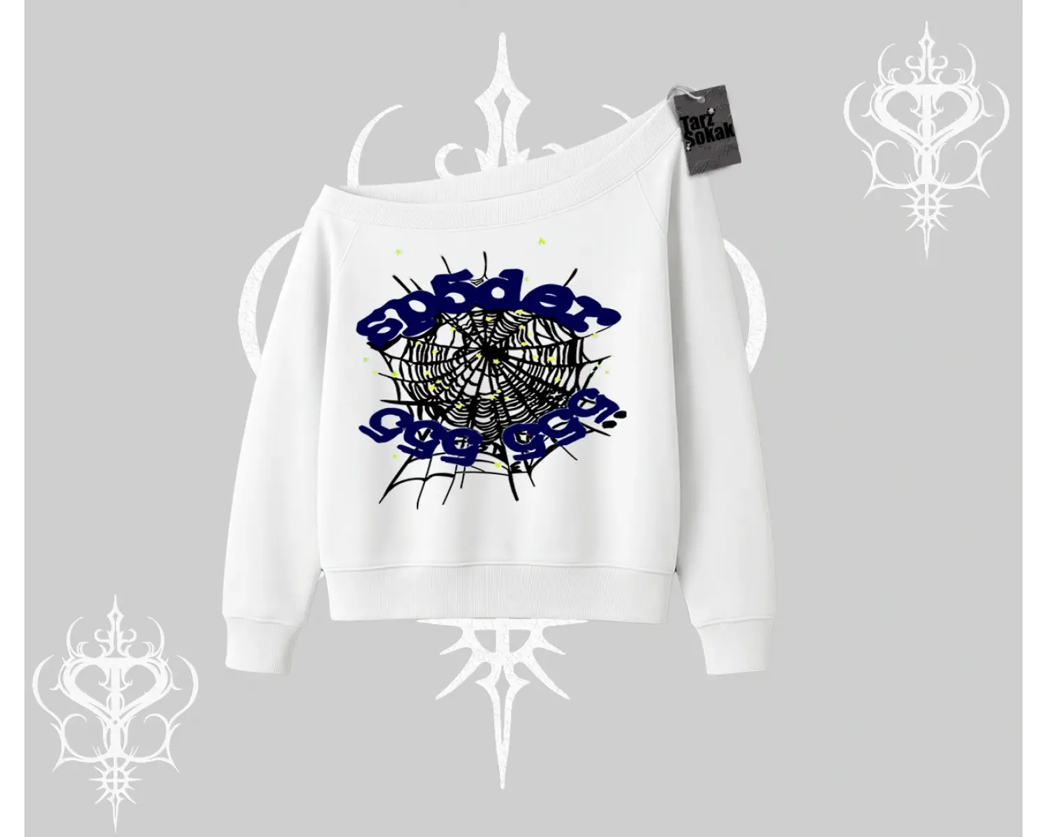 Beyaz Kayık Yaka Sweatshirt Sp55der