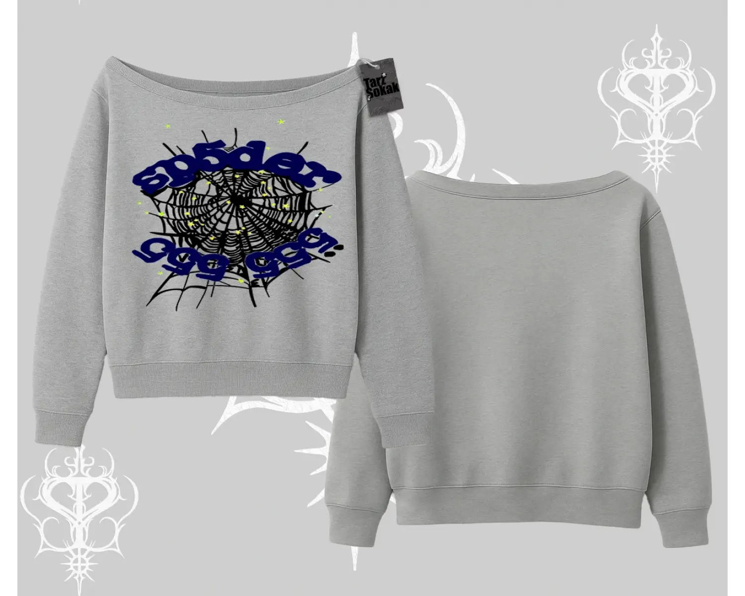 Beyaz Kayık Yaka Sweatshirt Sp55der