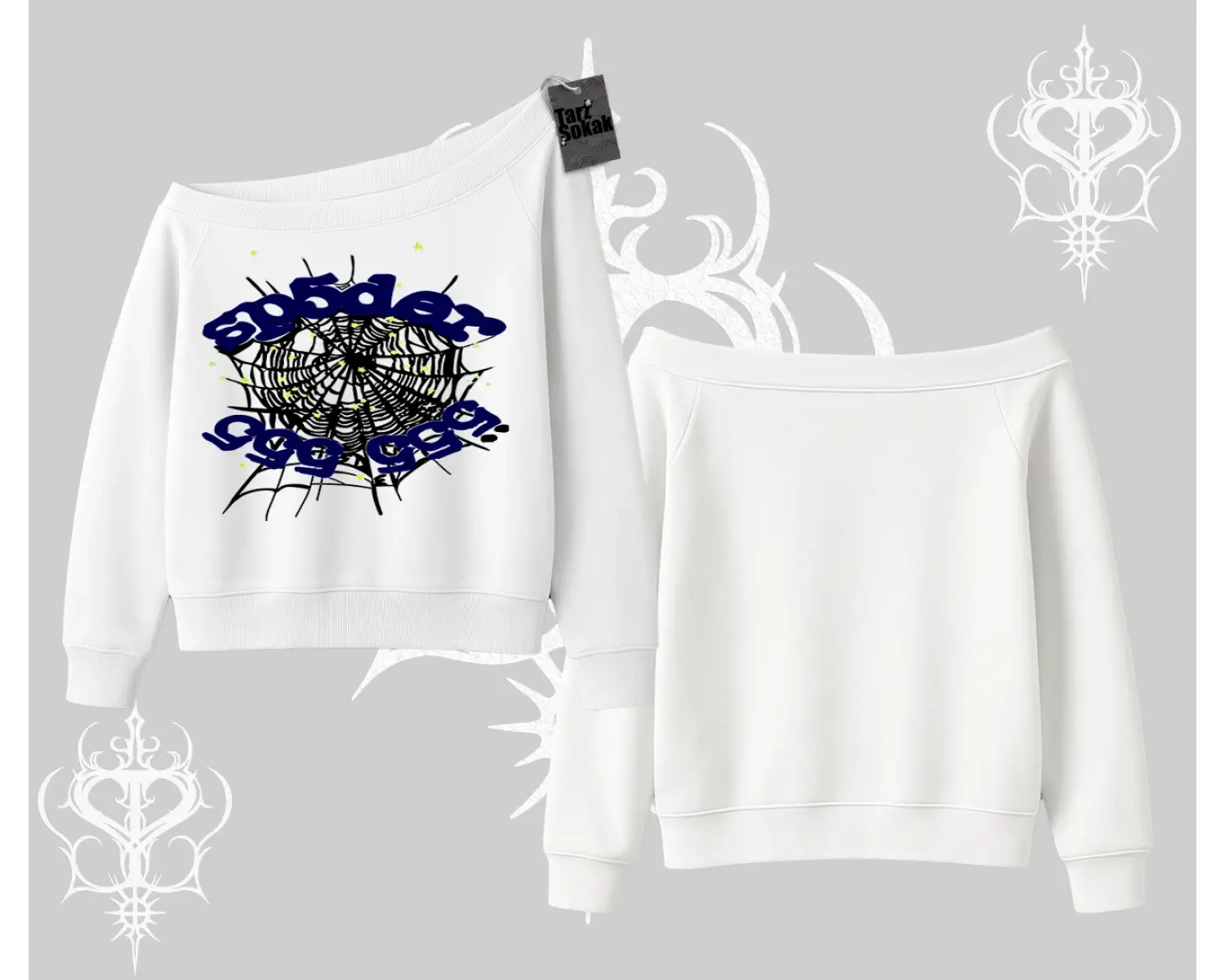 Beyaz Kayık Yaka Sweatshirt Sp55der