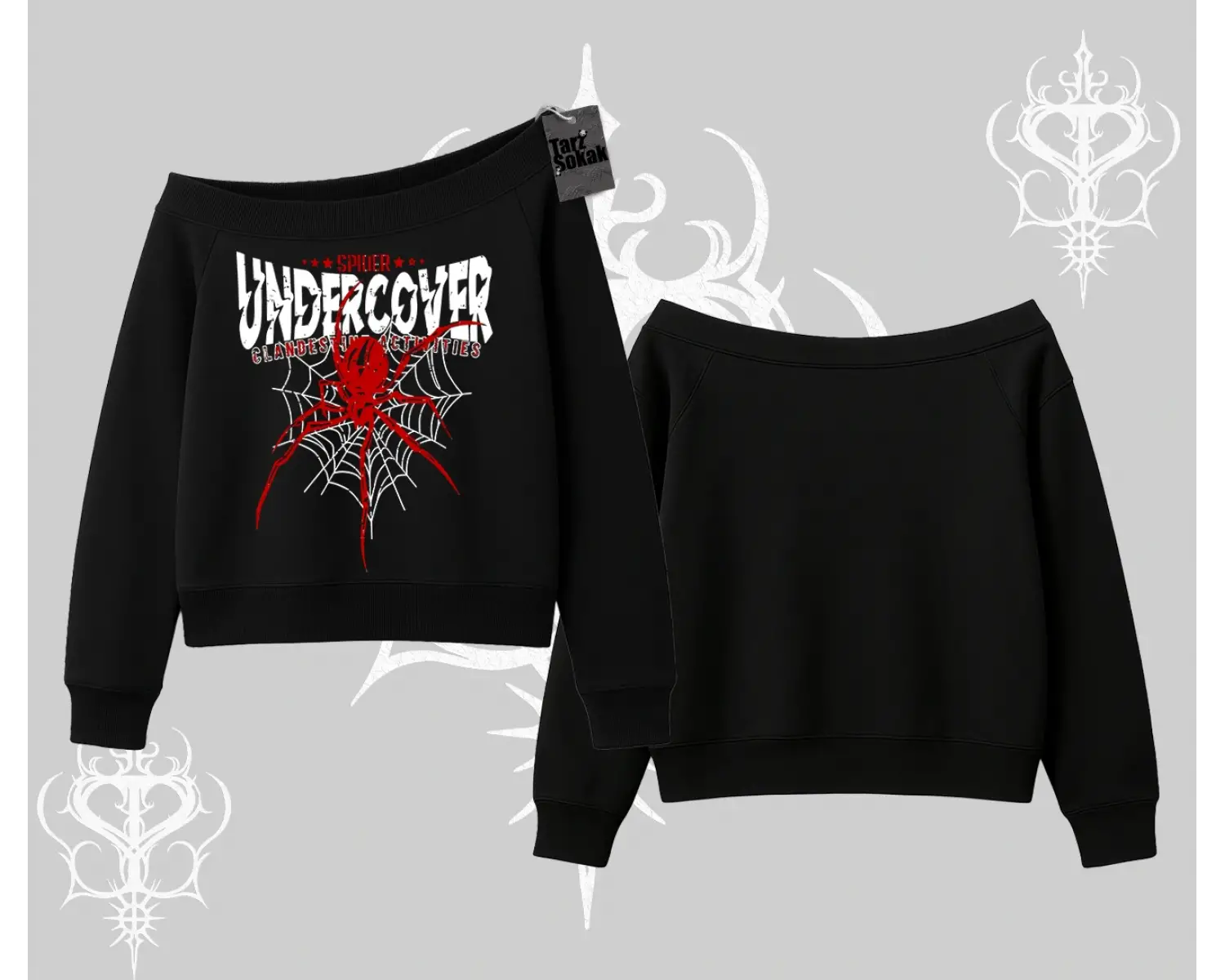 Beyaz Kayık Yaka Sweatshirt Spider Undercover