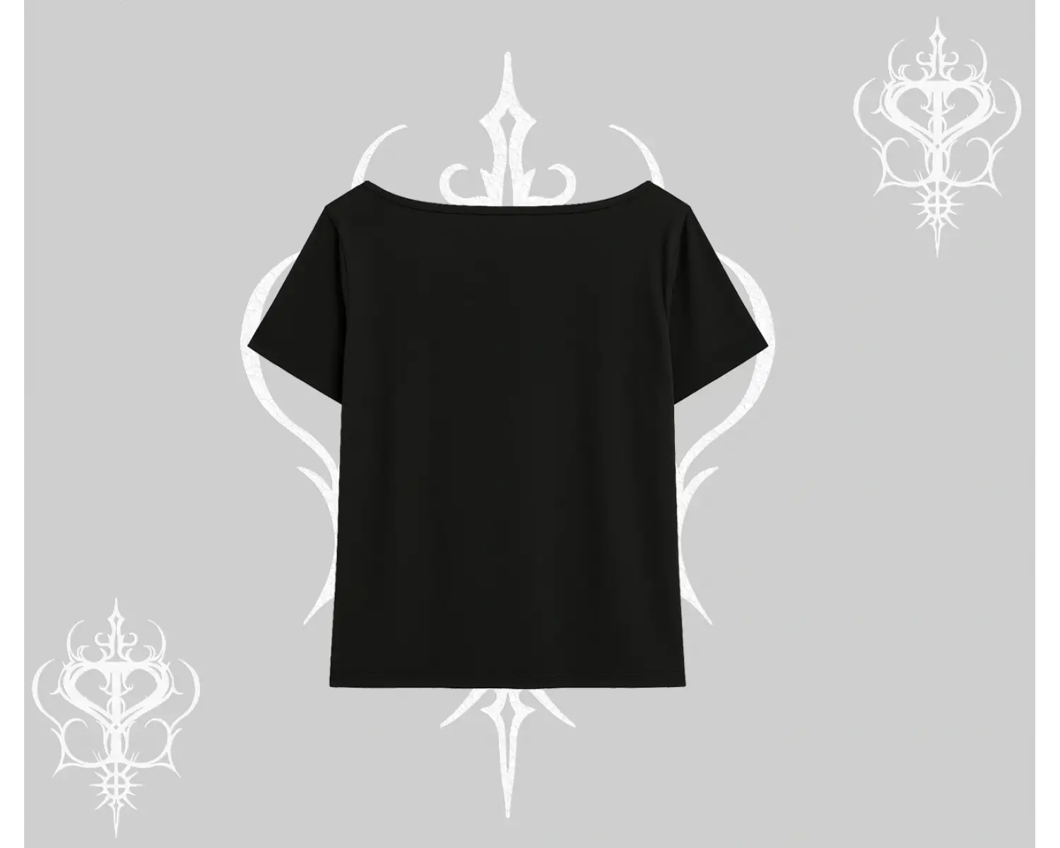 Beyaz Kayık yaka Tişört Vampir Dış