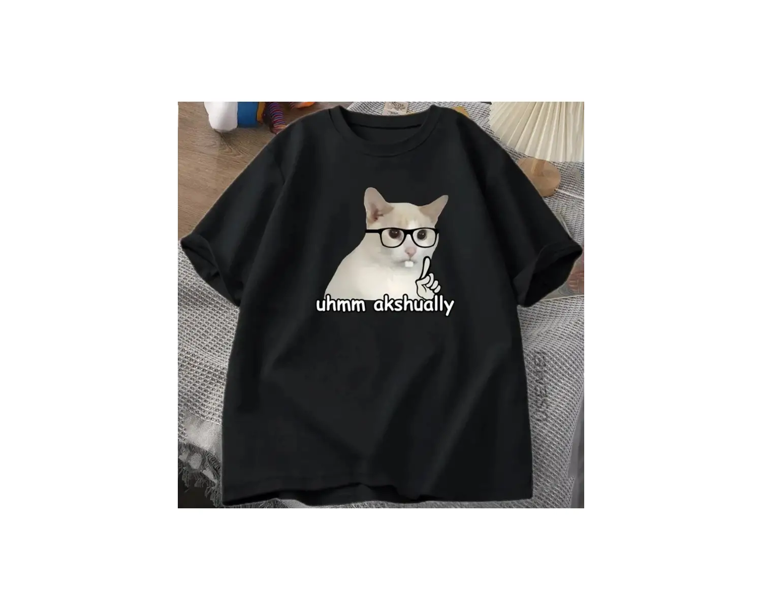 Beyaz Kedi Beyinrot Harajuku Yuvarlak Boyun Yaz Kedi