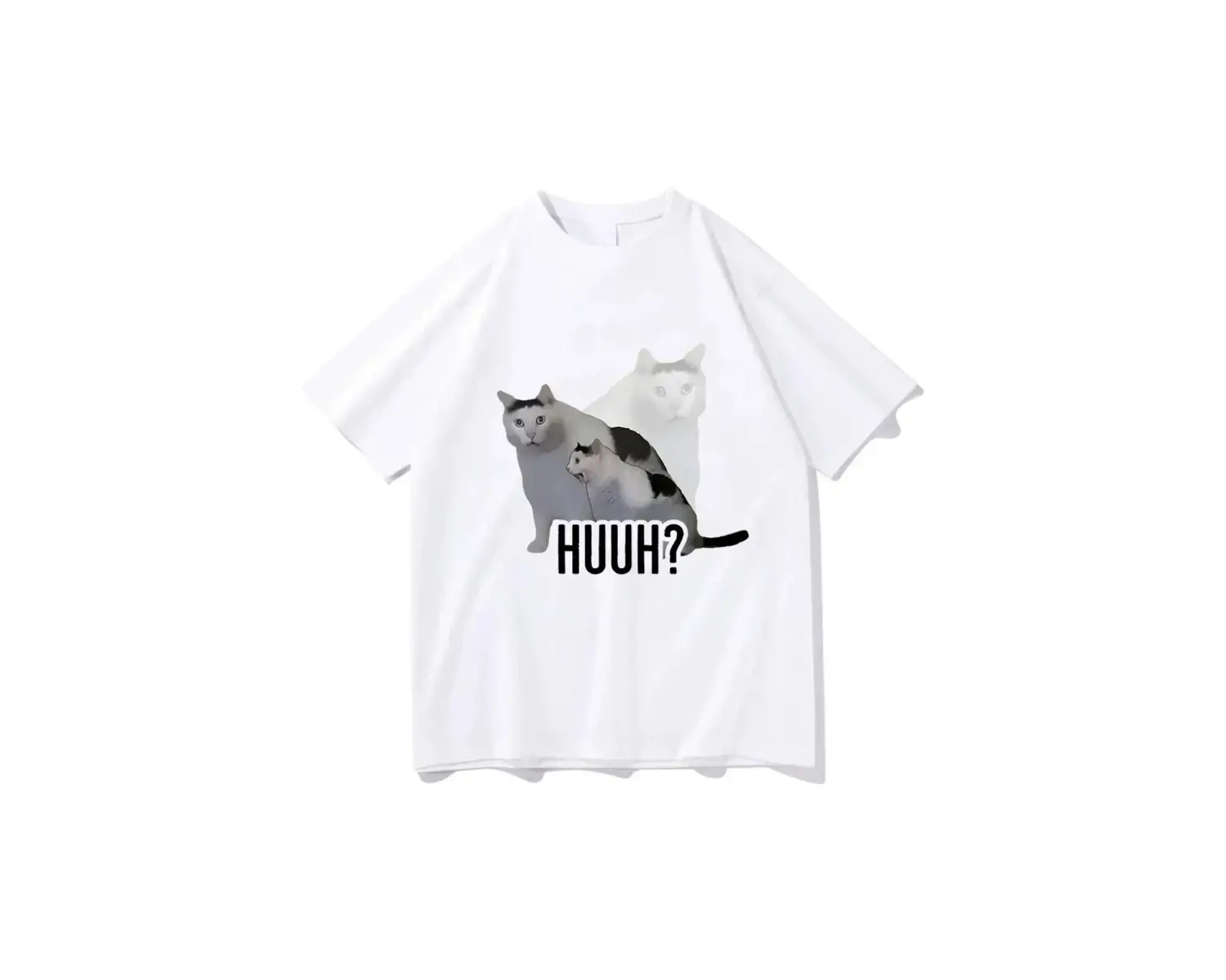 Beyaz Kedi Meme Baskı Karikatür Grafik Baskı Yaz Tees Tops Harajuku