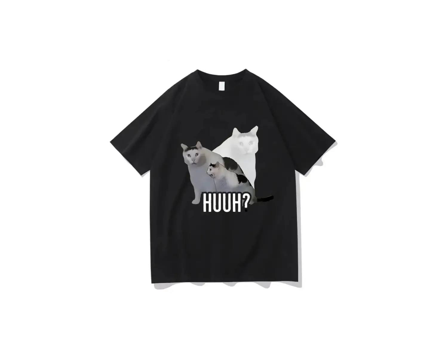 Beyaz Kedi Meme Baskı Karikatür Grafik Baskı Yaz Tees Tops Harajuku