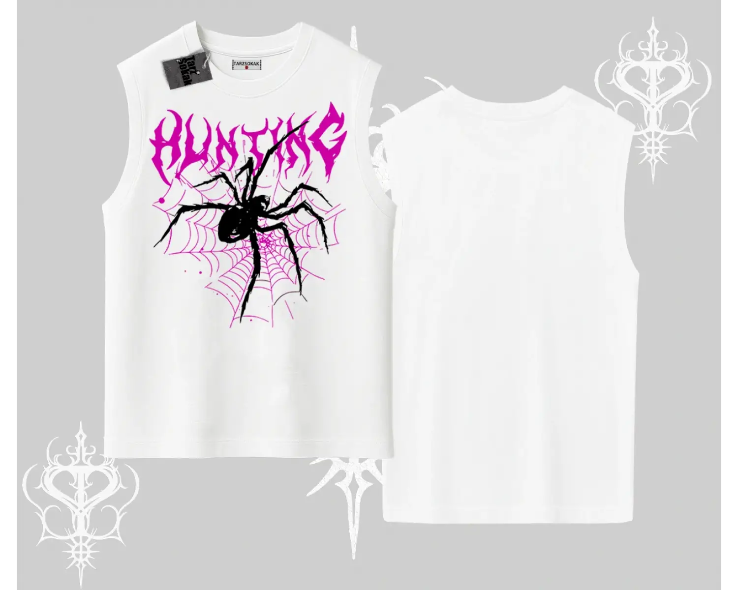 Beyaz Kolsuz Tişört Autumn Spider