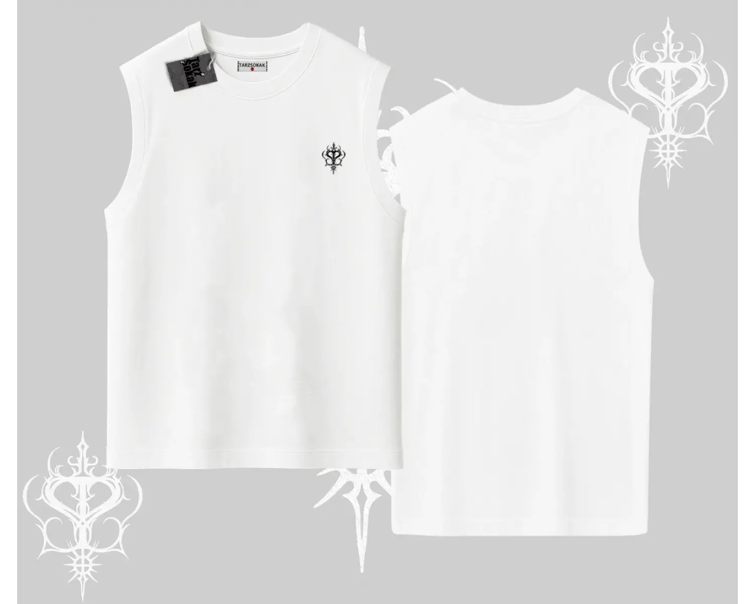 Beyaz Kolsuz Tişört Özel logolu