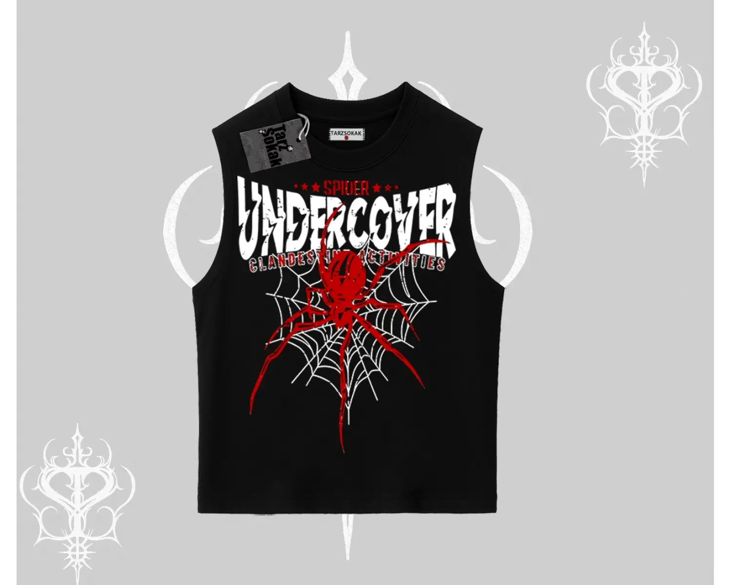 Beyaz Kolsuz Tişört Spider Undercover