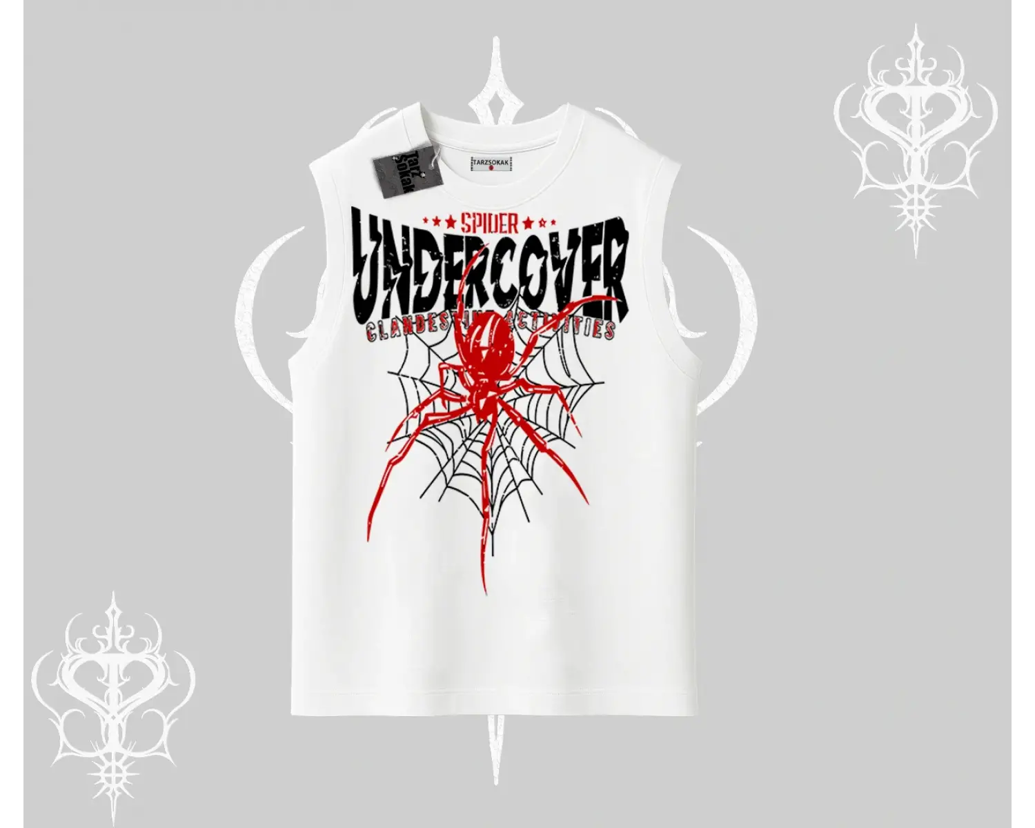 Beyaz Kolsuz Tişört Spider Undercover