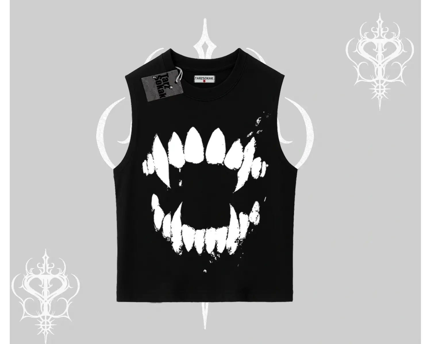 Beyaz Kolsuz Tişört Vampir Dış