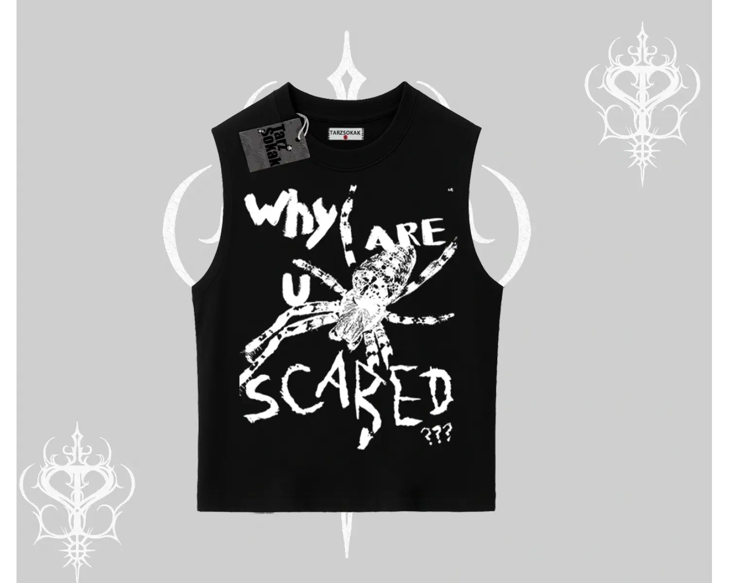 Beyaz Kolsuz Tişört Why are u Scared