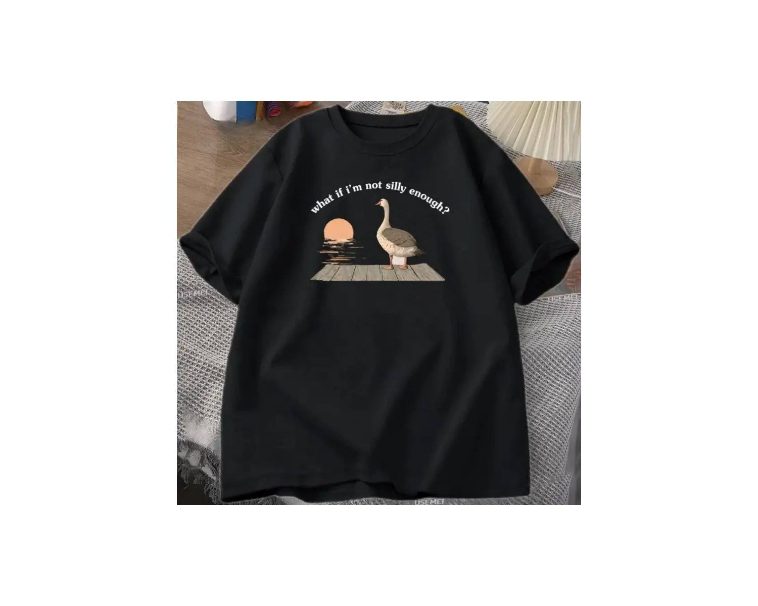 Beyaz Komik Kaz Ördek Tshirt Trend Tee BaskıTshirt Vintag