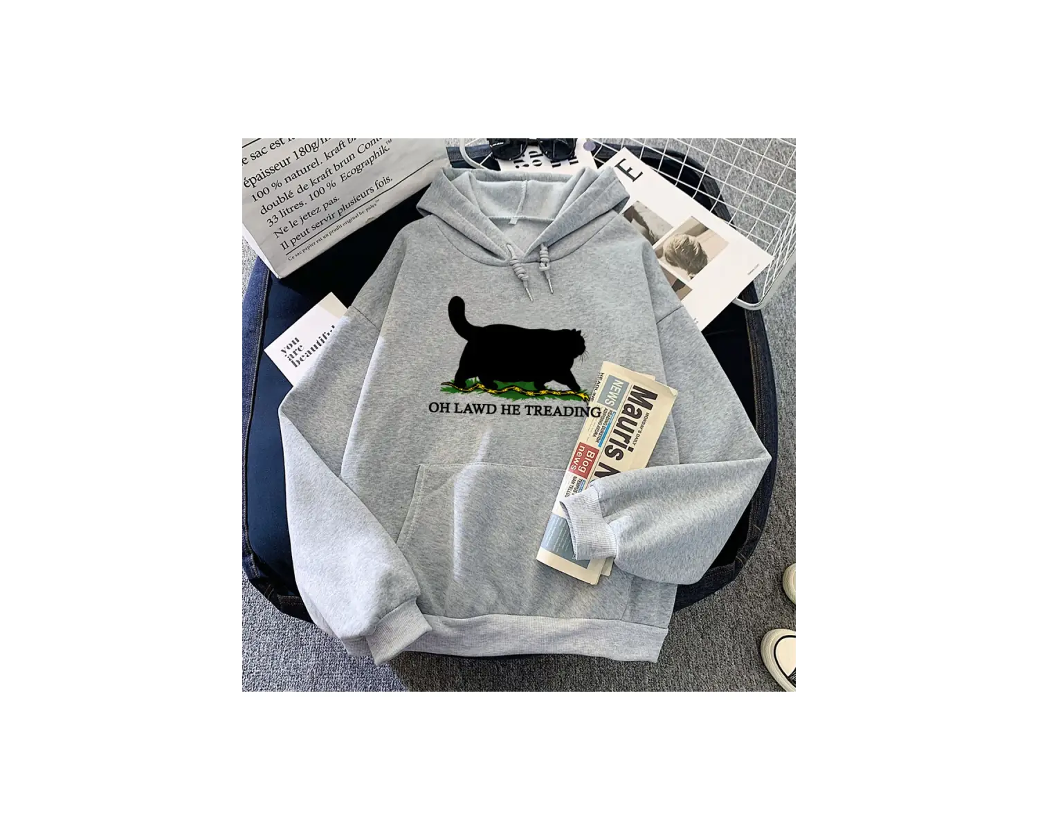 Beyaz Komik kediHoodies Oh Lawd o Treading i rahat rahat U