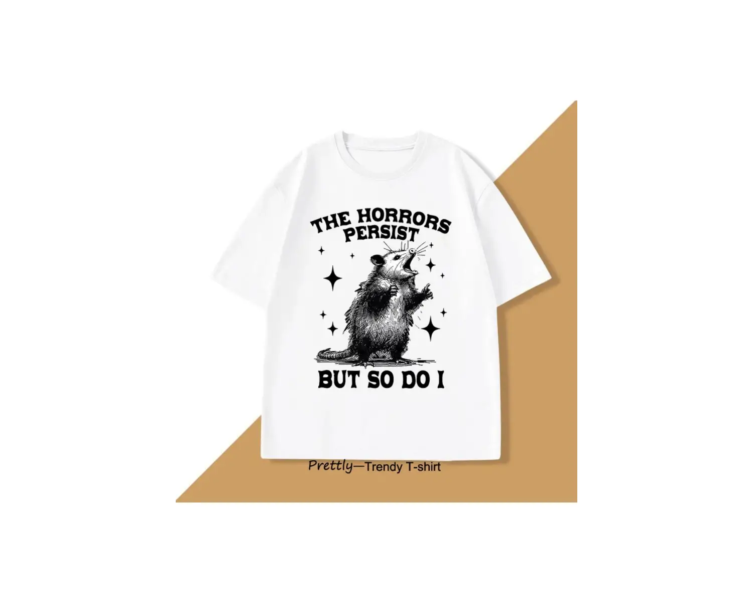 Beyaz Korku Kalıcı Ama Bu yüzden Yaparım Retro Opossum Komik Tshirt Sokak