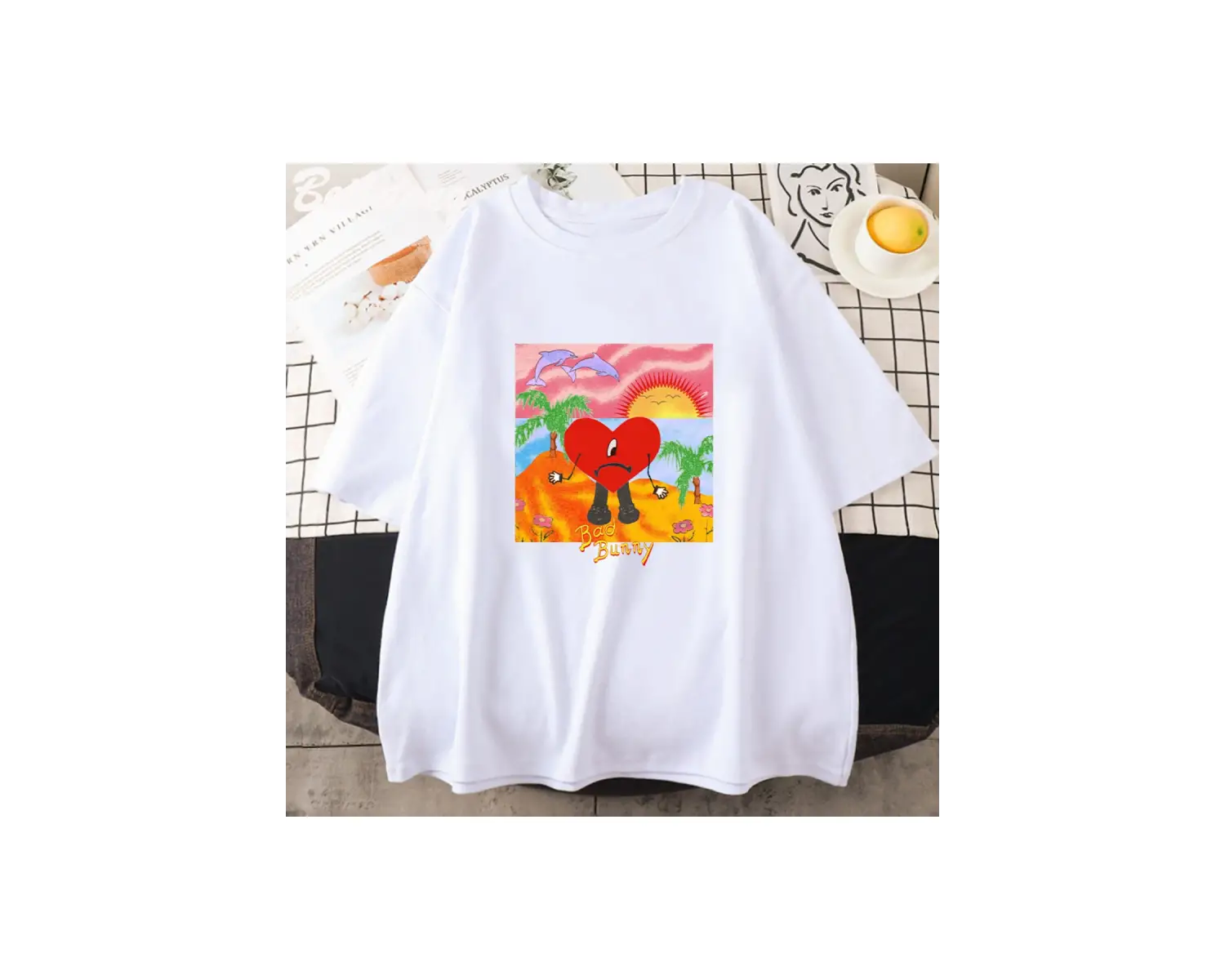 Beyaz kötü Bunny Vintage Tees yaz baskı Ca