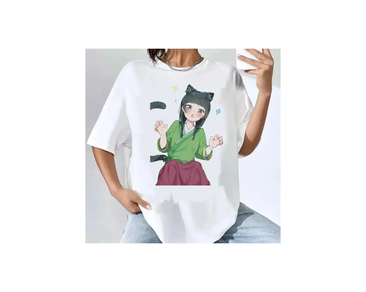 Beyaz Kusuriya Hiçbir Hitorigoto Maomao Kawaii Karikatür Tshirt Anime Este