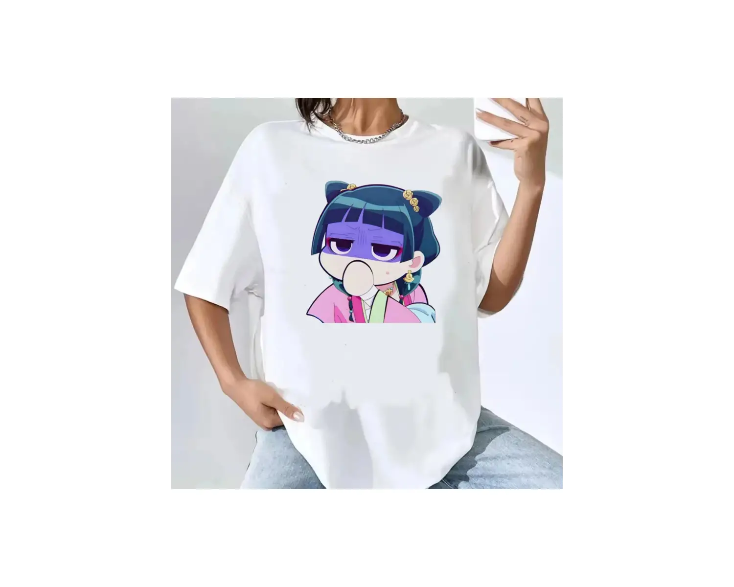 Beyaz Kusuriya Hiçbir Hitorigoto Maomao Kawaii Karikatür Tshirt Anime Este