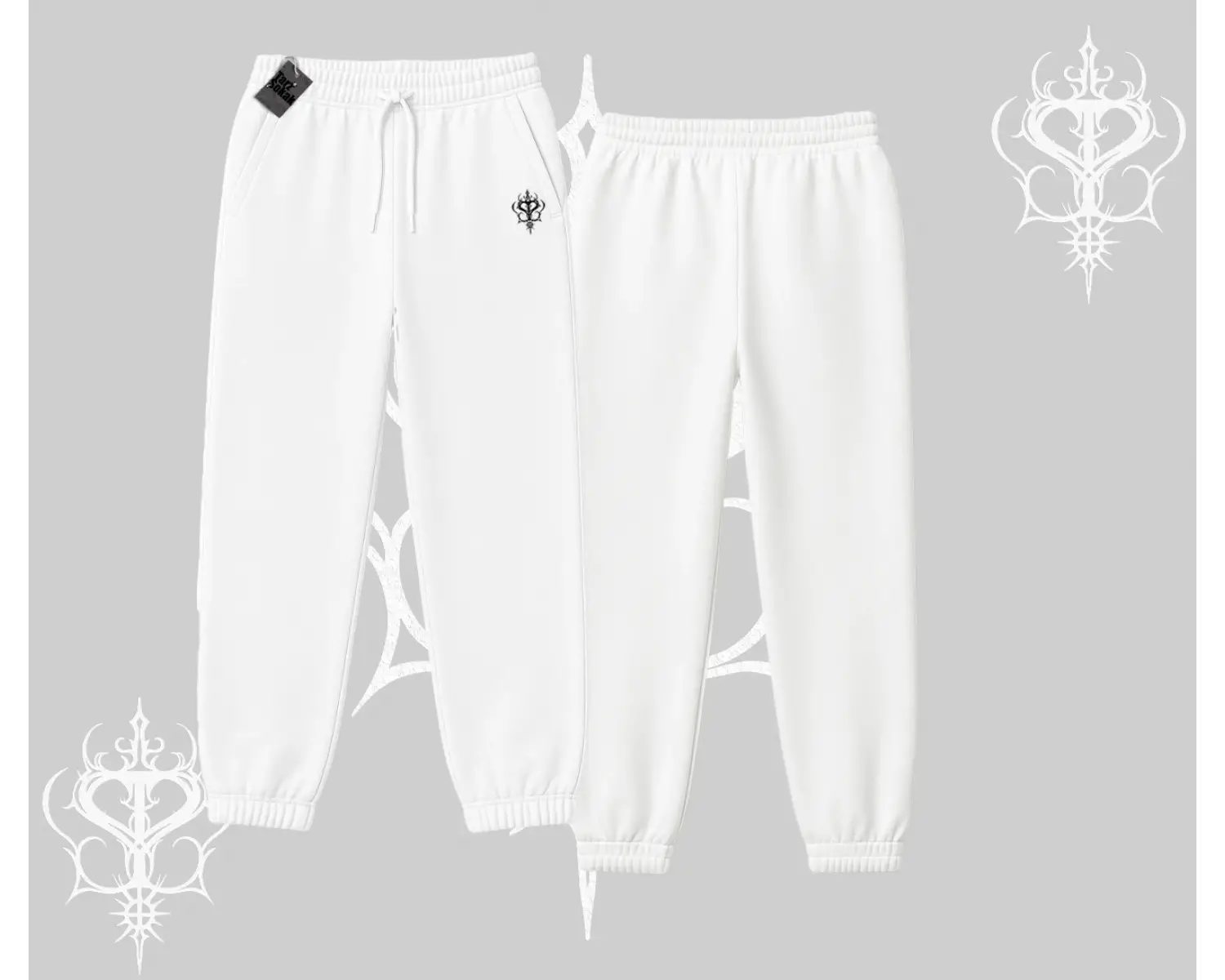 Beyaz Lastikli Eşofman Altı Özel logolu