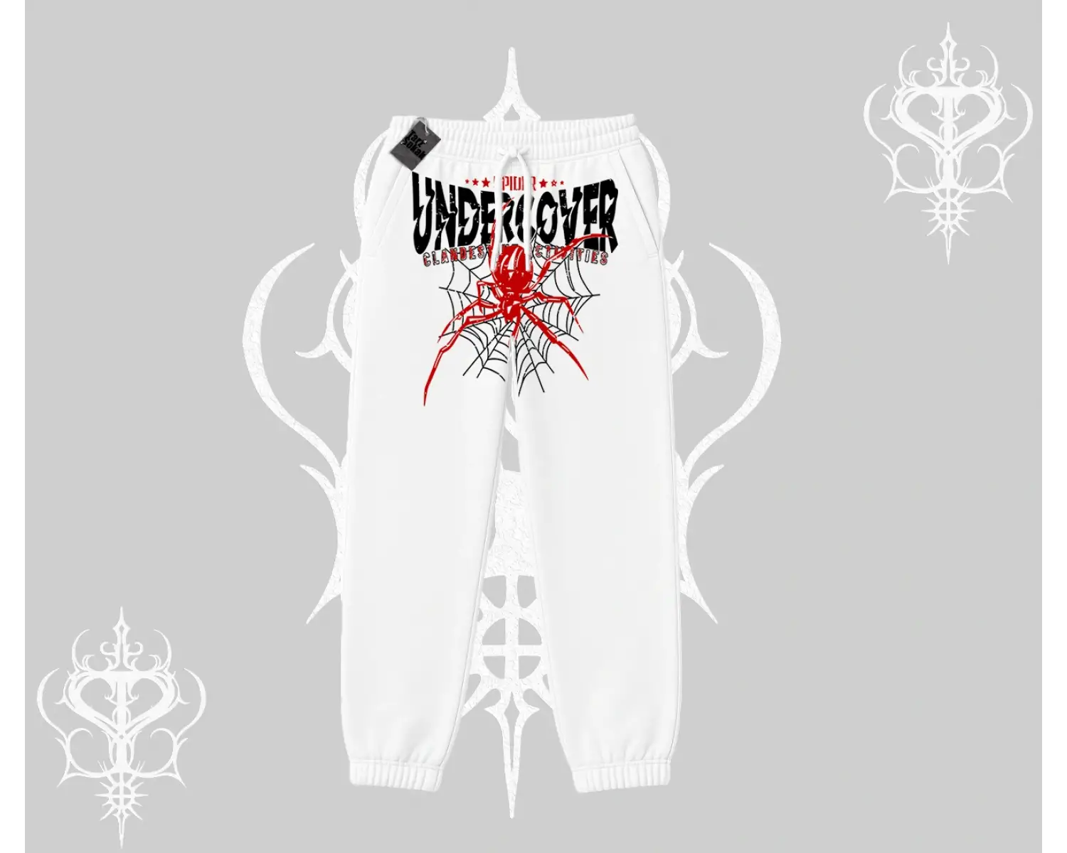 Beyaz Lastikli Eşofman Altı Spider Undercover