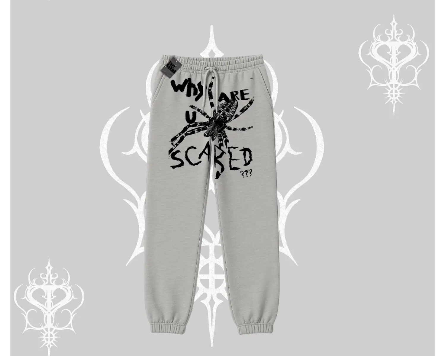 Beyaz Lastikli Eşofman Altı Why are u Scared