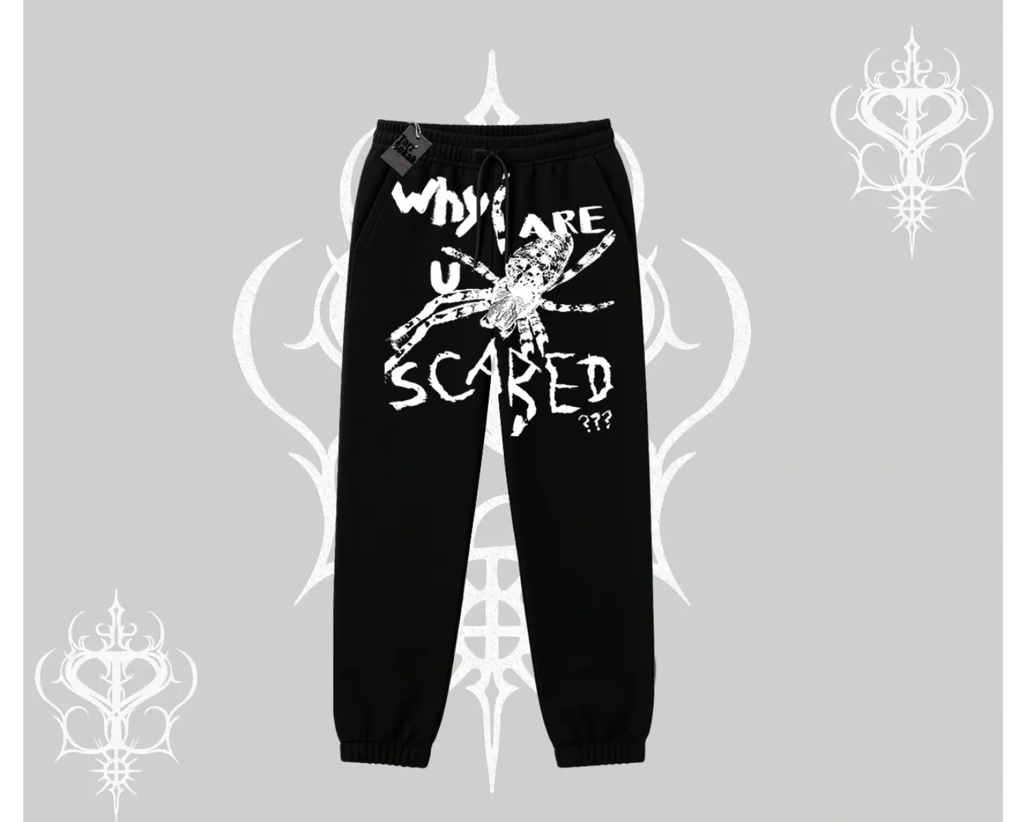 Beyaz Lastikli Eşofman Altı Why are u Scared