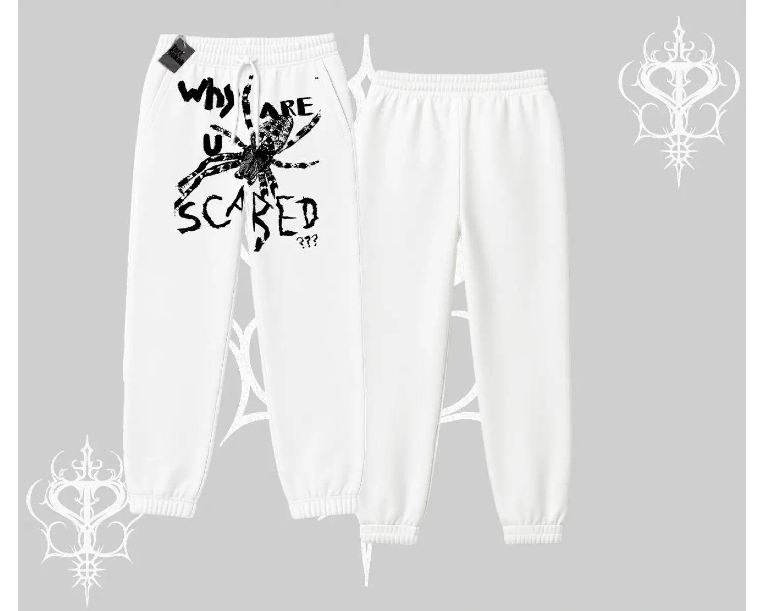 Beyaz Lastikli Eşofman Altı Why are u Scared