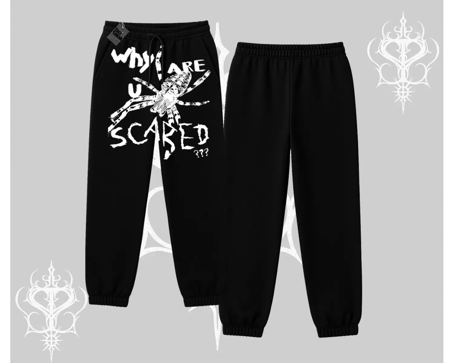 Beyaz Lastikli Eşofman Altı Why are u Scared