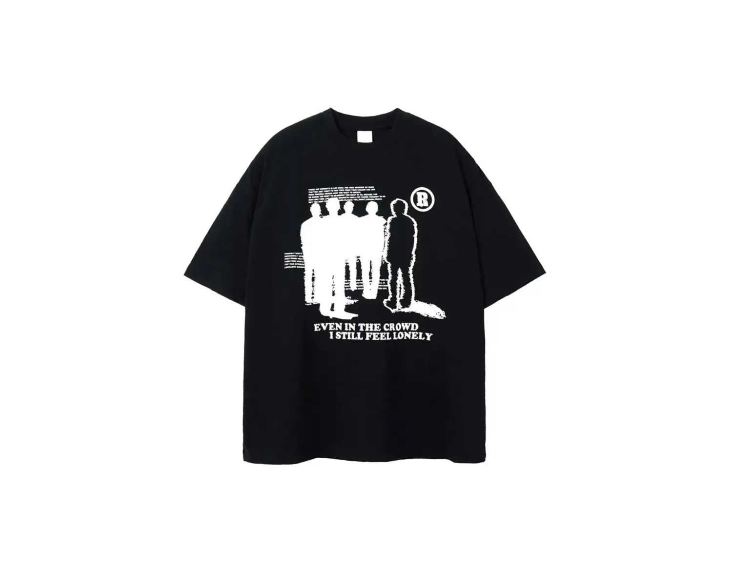 Beyaz Lonely Baskılı Bisiklet Yaka Oversize Erkek Tişört