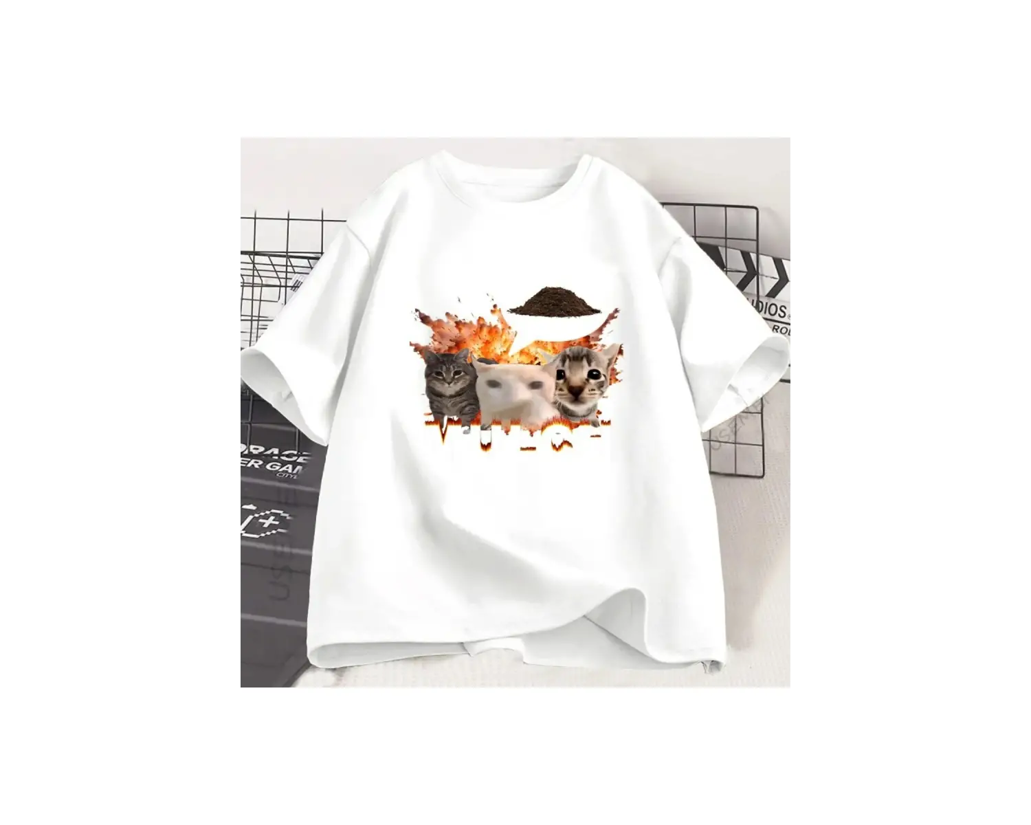 Beyaz Malç Komik Kedi Meme Klasik T Yaz Tees streetwear Tee T