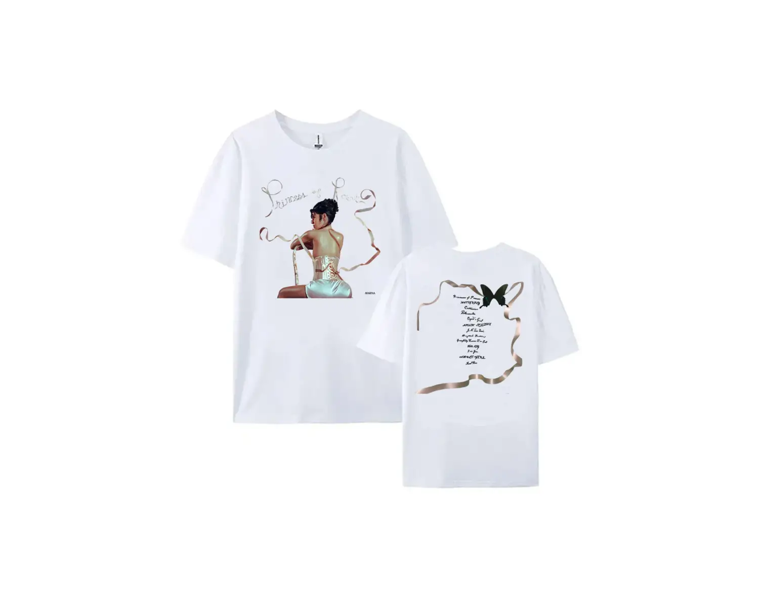 Beyaz MARINA PRENSES OF POWER Albümü baskılı Yaz Yumuşak Unisex Sokak Tişö