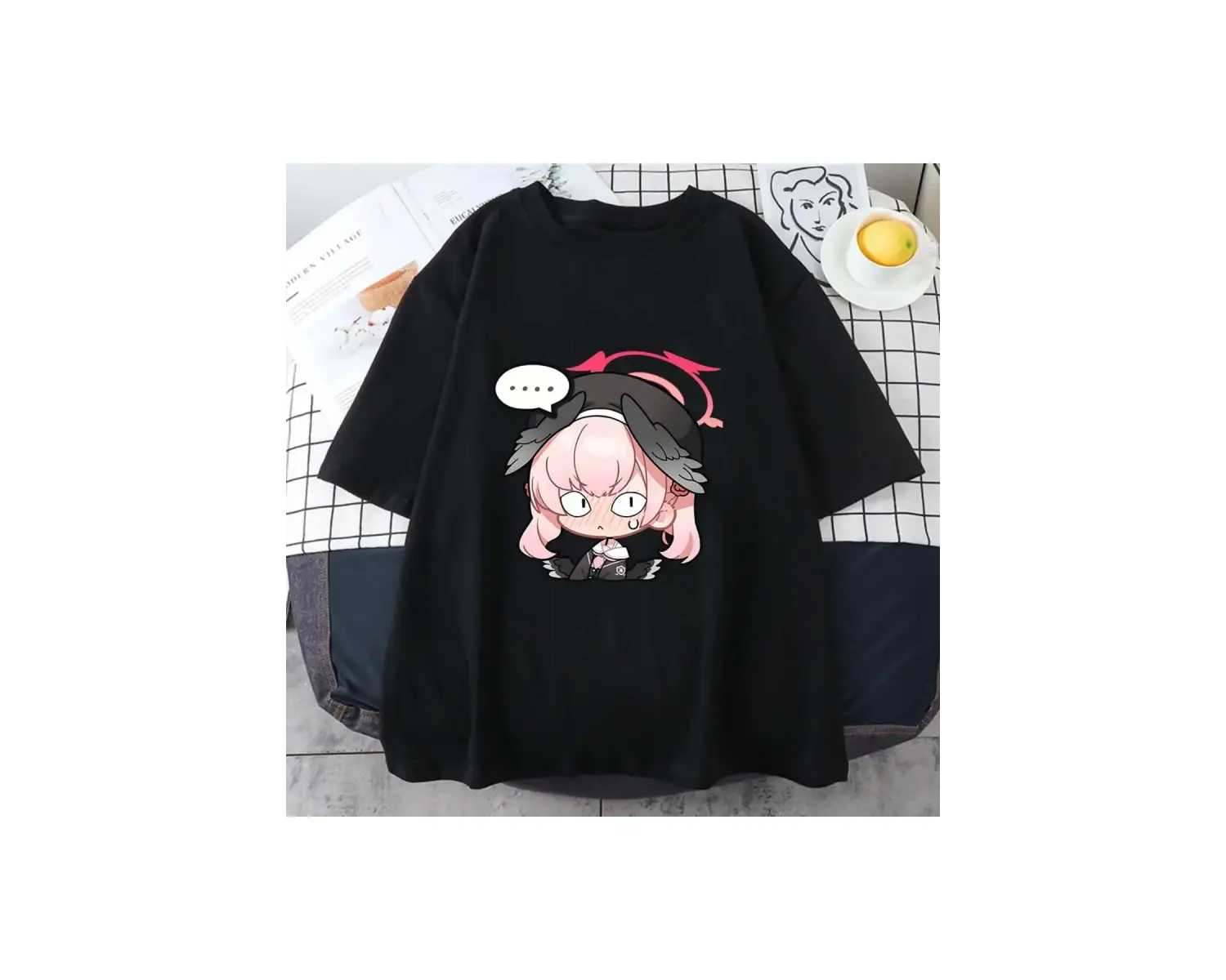 Beyaz Mavi Arşiv Koharu Tees Kawaii Karakter anime Manga Grafik Yaz Ge