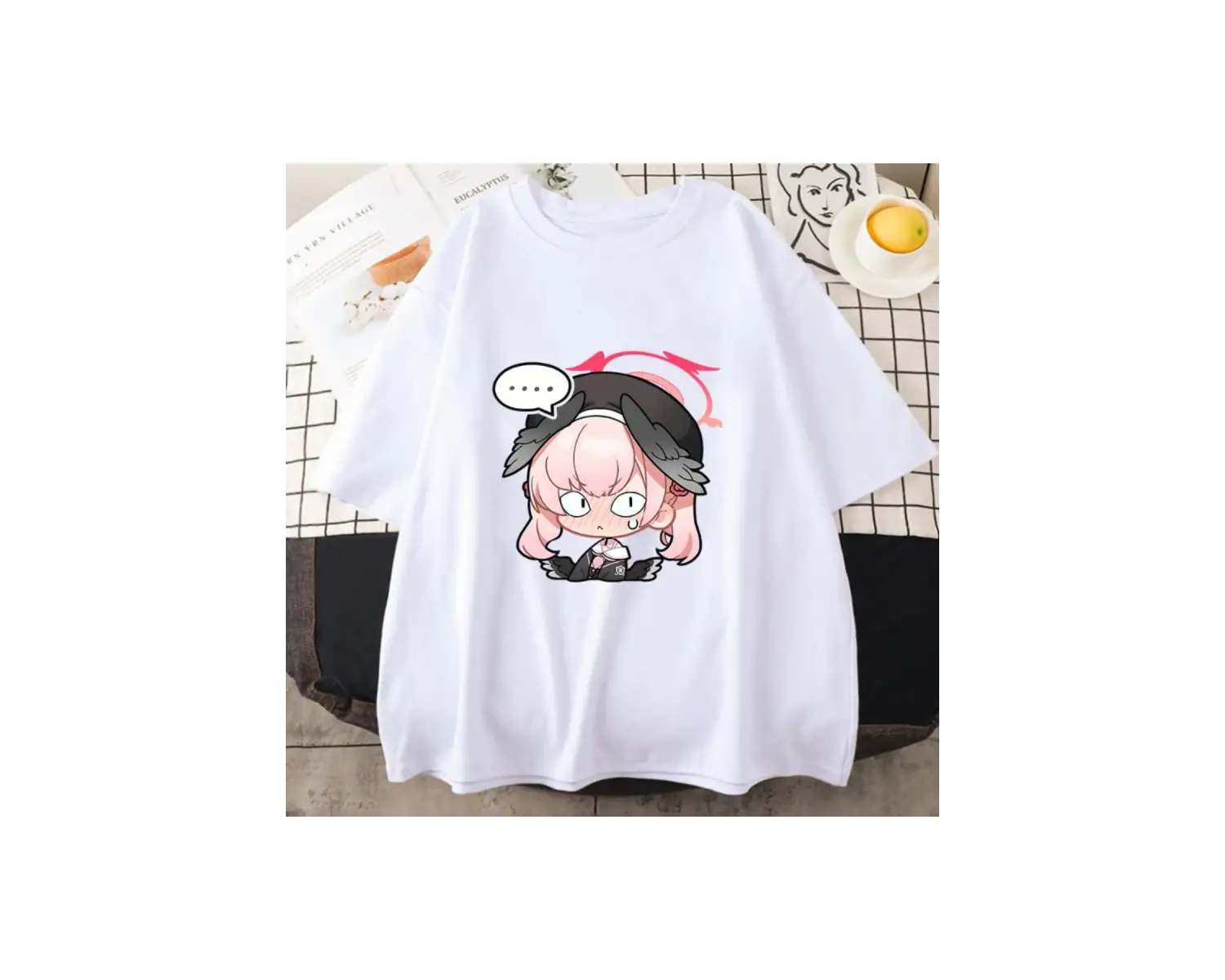 Beyaz Mavi Arşiv Koharu Tees Kawaii Karakter anime Manga Grafik Yaz Ge