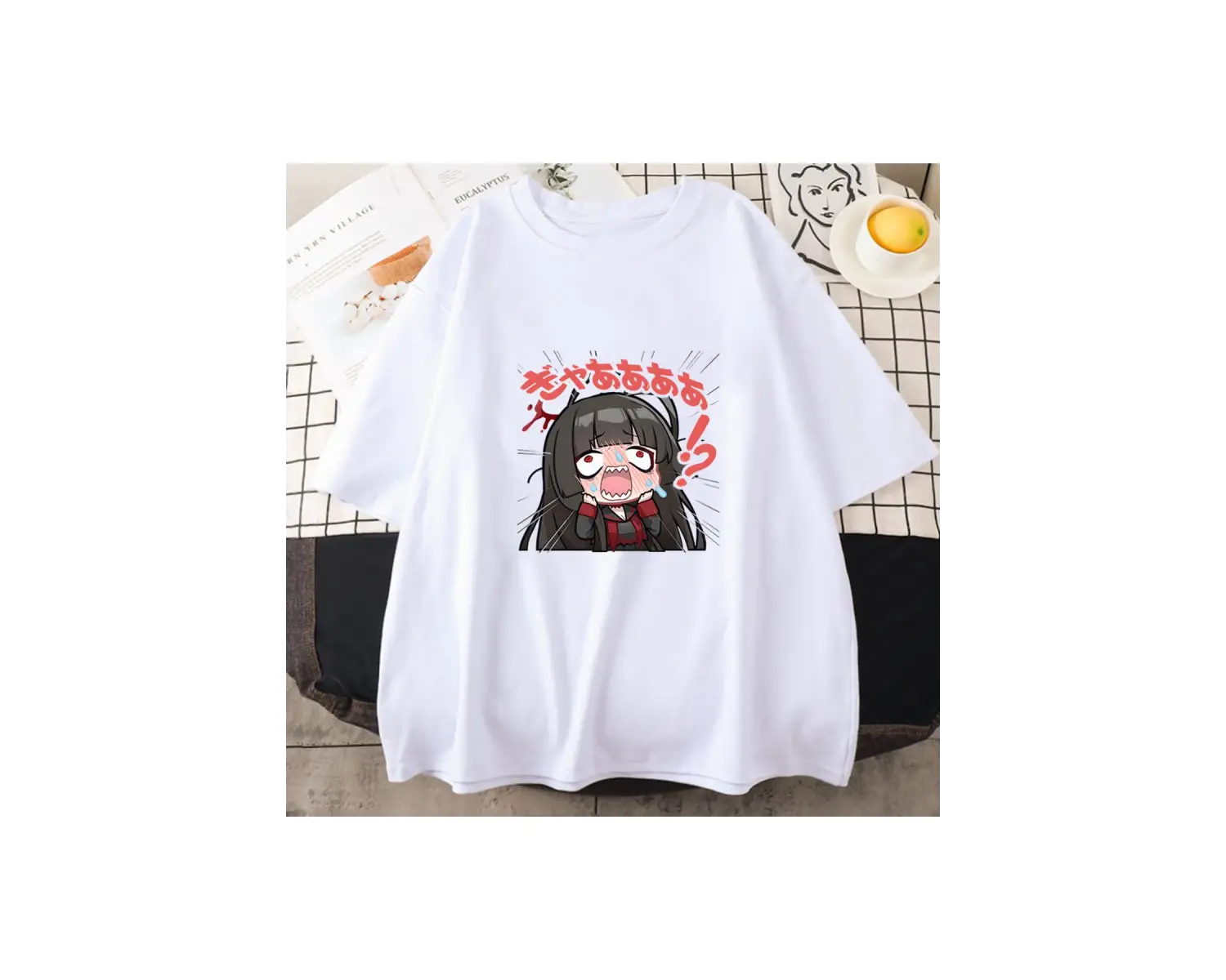 Beyaz Mavi Arşiv Tsurugi lu Baskı Anime Tshirt Yaz O-Boyun T G