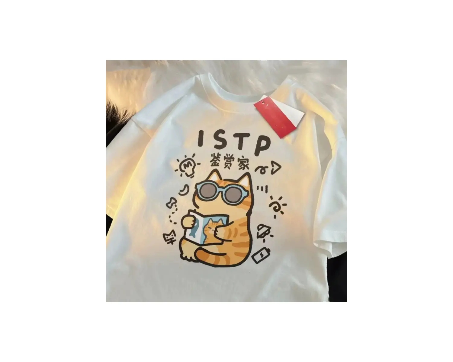 Beyaz MBTI Yaz ve Bahar ler Eğlenceli Kedi Nefes Yumuşak Serin