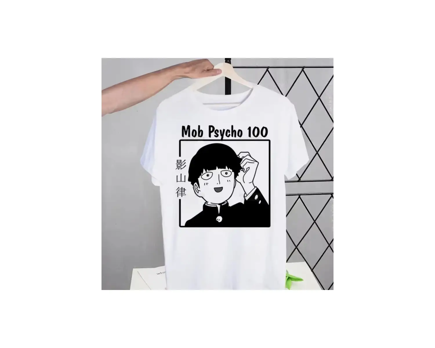 Beyaz Mob Psycho 100 Shigeo Kageyama Retro Yıkanmış Tees Tops Harajuku Bir Anime Mang