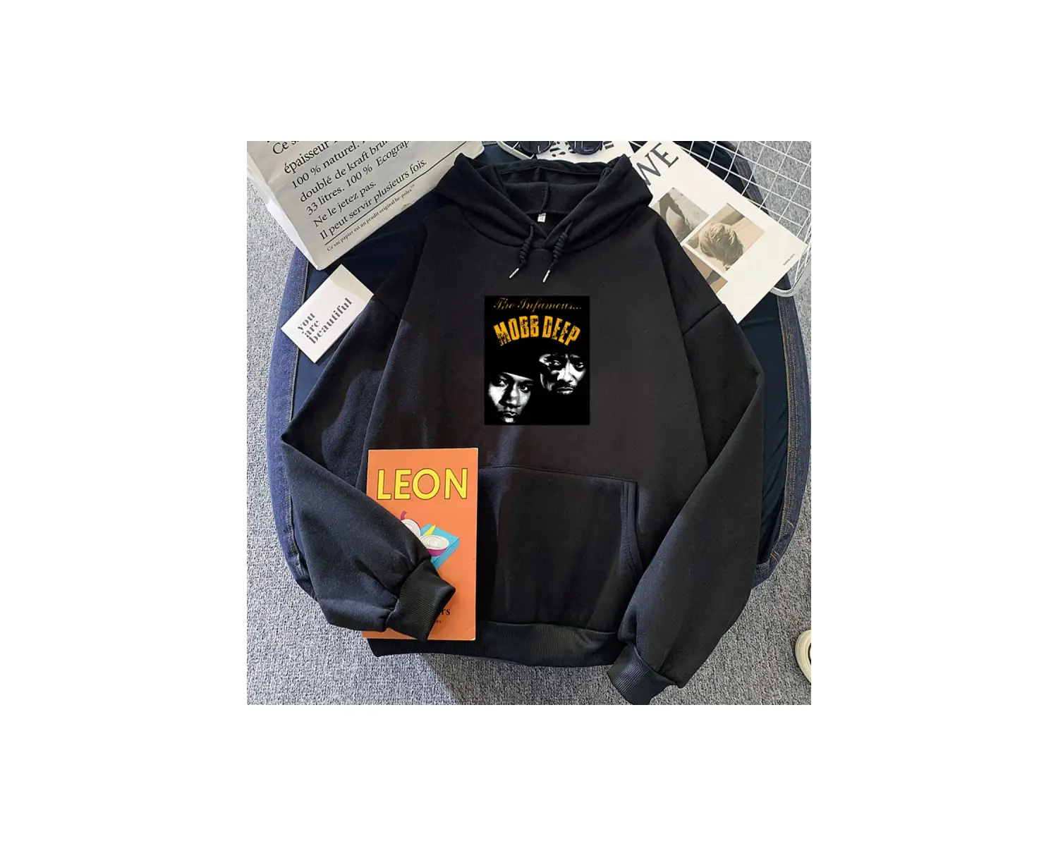 Beyaz Mobb derin grafik Hoodies Hip-hop grubu modarahat Moletom A