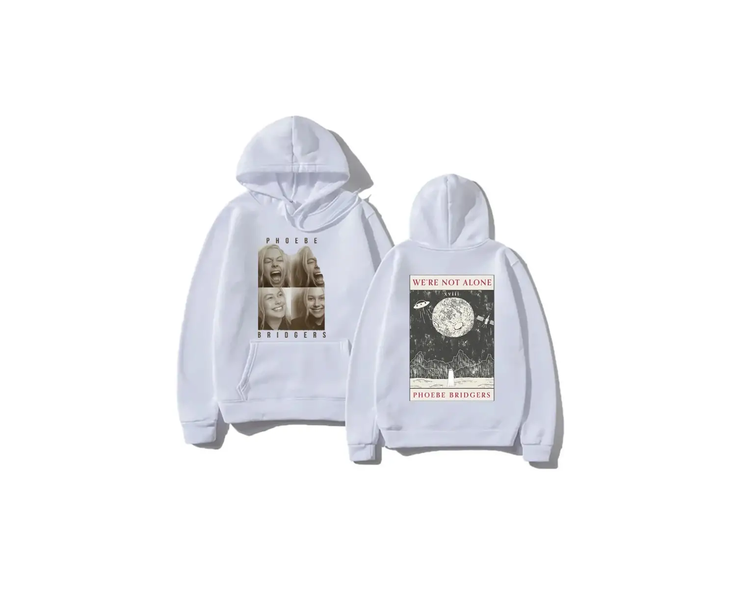 Beyaz Moda rahat Hoodies Phoebe bripocket Indie halk Unisex Hoody ile boy yönlü y