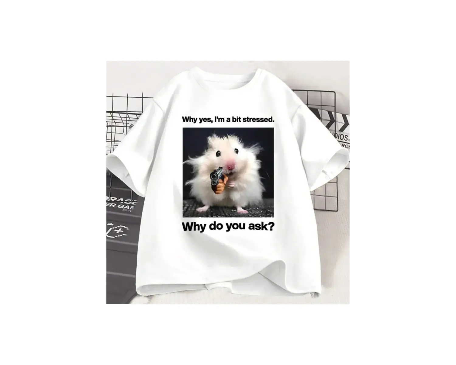 Beyaz Neden Bu Kadar Stres Komik Baskı Weirdcore Unhinged Hayvan Fare Gra