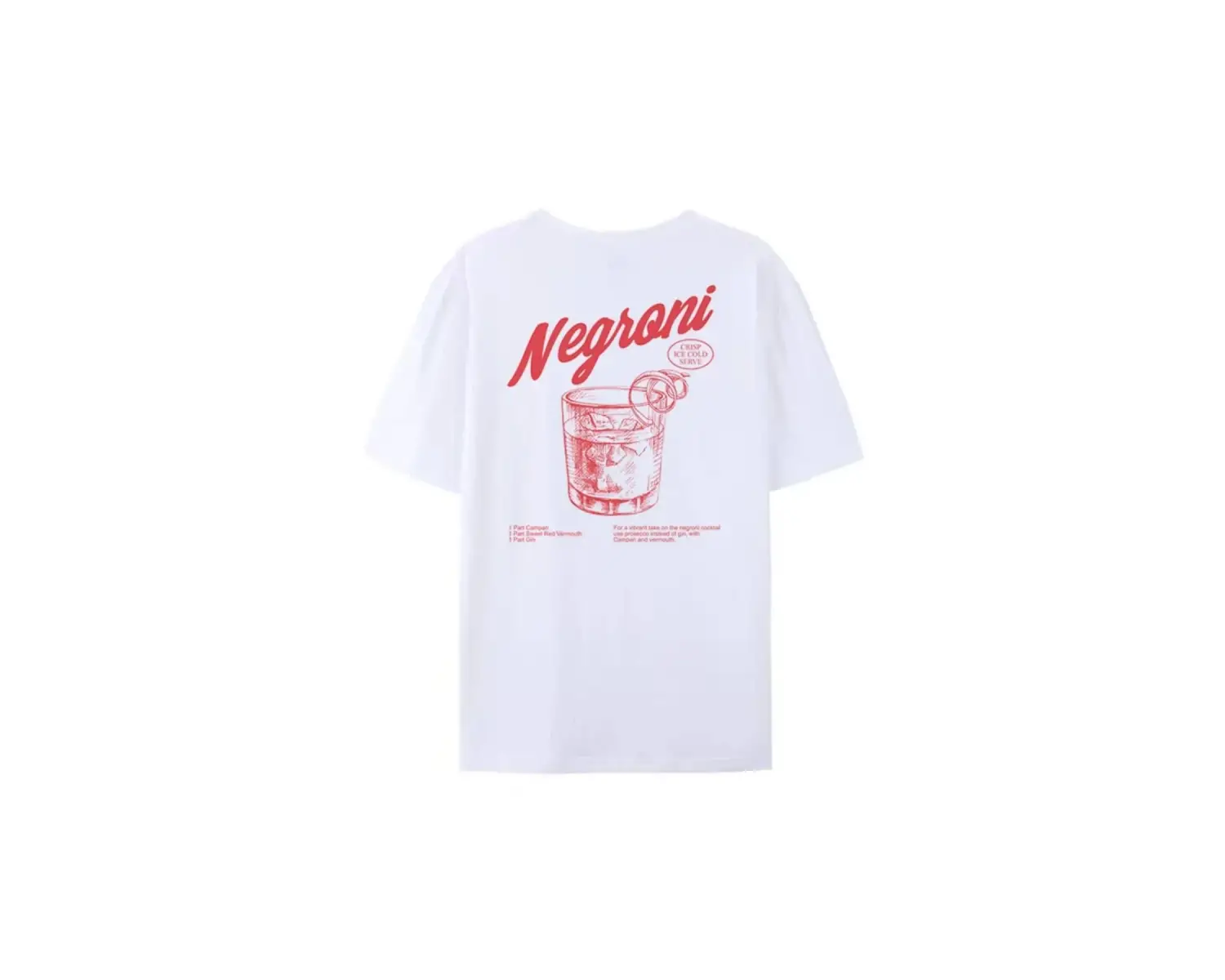 Beyaz Negroni Geri Baskı Retro Tarzı Kokteyl İçme Harajuku Sokak Grafik Tees