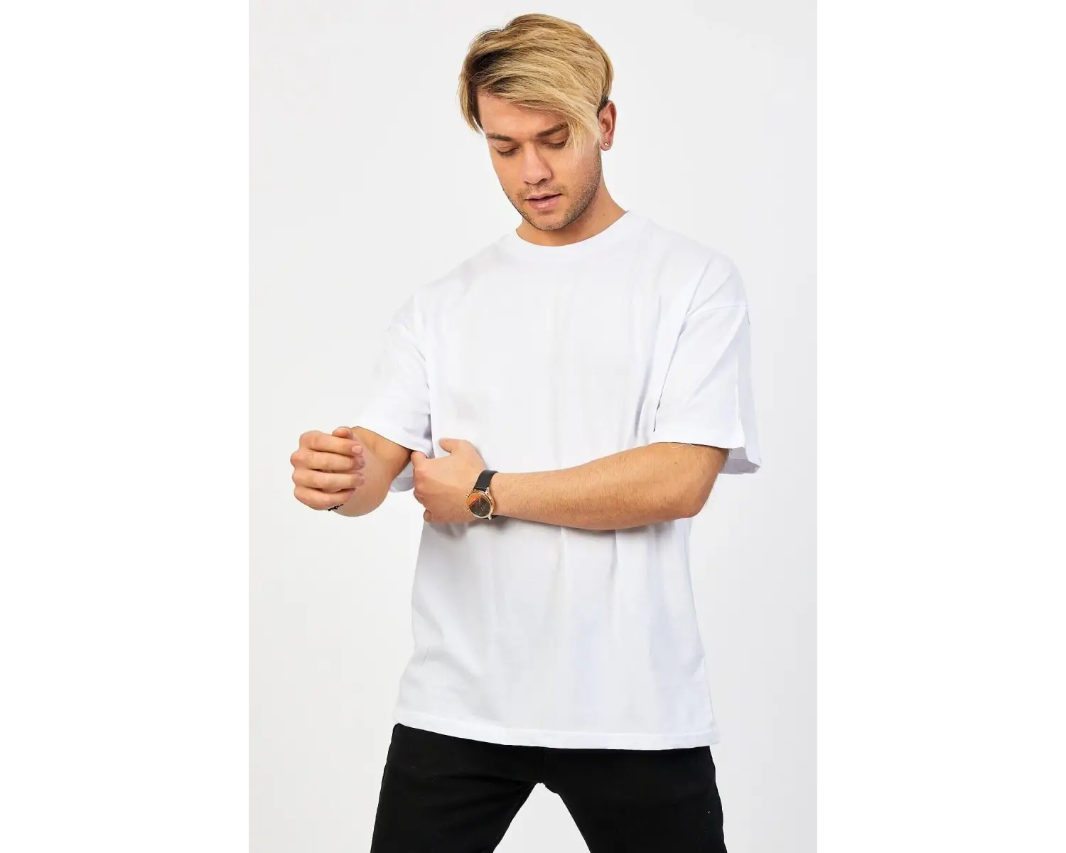 Beyaz Oversize Düz T-shirt