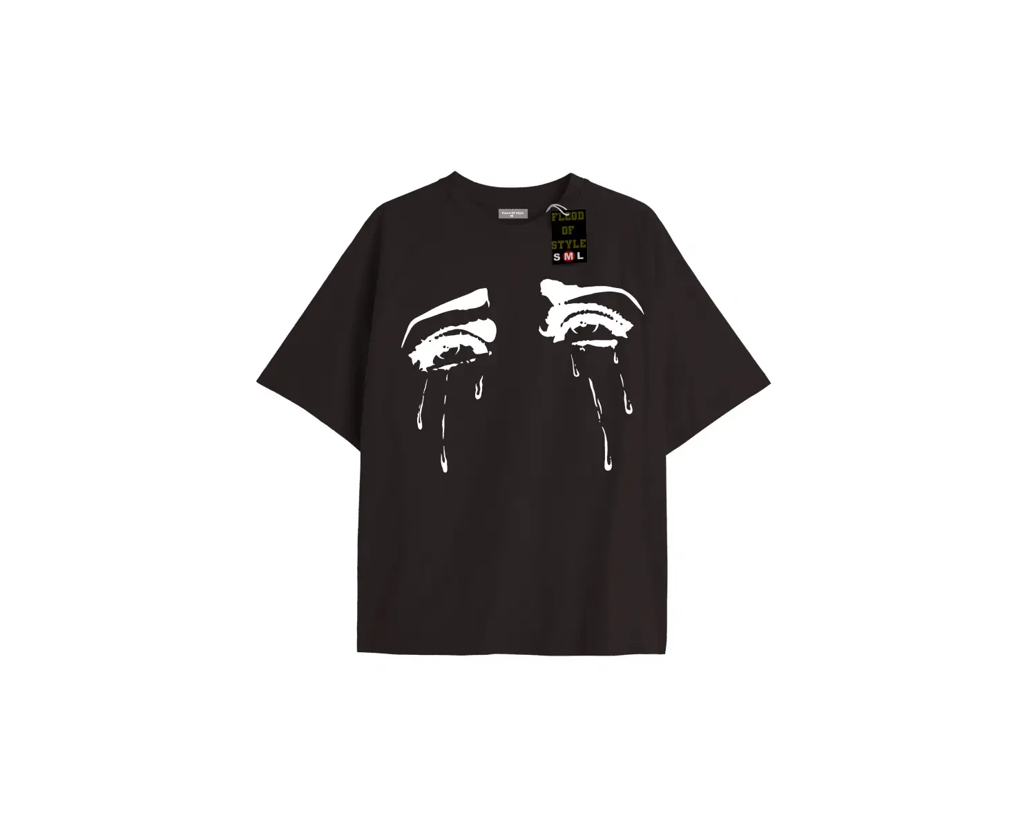 Beyaz Oversize T-shirt ağlayan gözler Özel tasarım