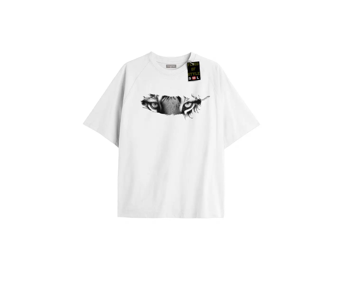 Beyaz Oversize T-shirt aslan gözü tüglü Özel tasarım