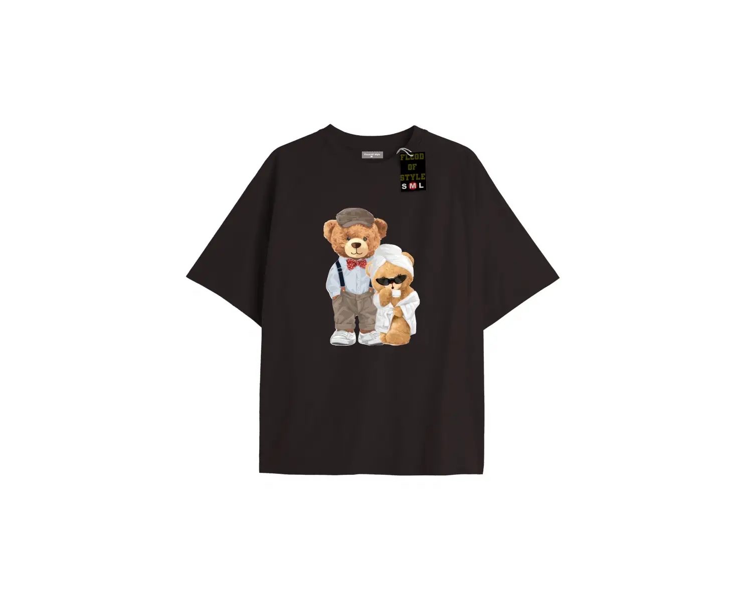 Beyaz Oversize T-shirt ayıcık bornoz Özel tasarım