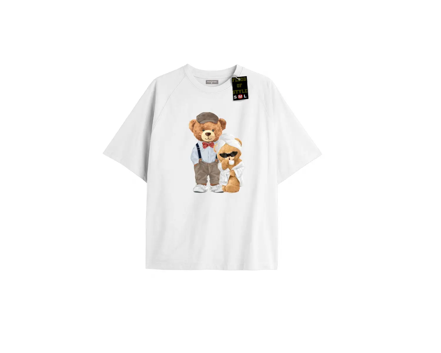 Beyaz Oversize T-shirt ayıcık bornoz Özel tasarım