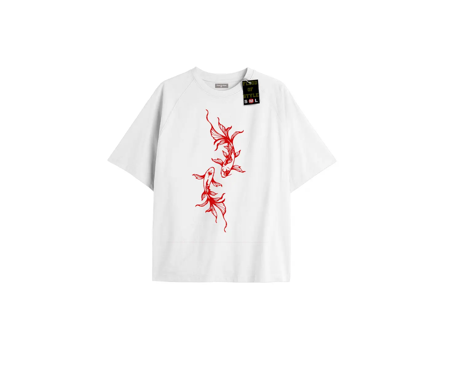 Beyaz Oversize T-shirt balık Özel tasarım