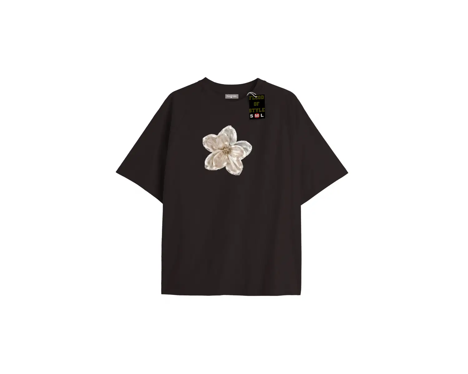 Beyaz Oversize T-shirt bej çiçek Özel tasarım