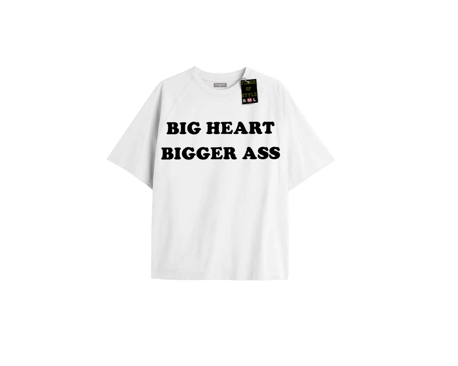 Beyaz Oversize T-shirt bıg heart bıgger ass Özel tasarım