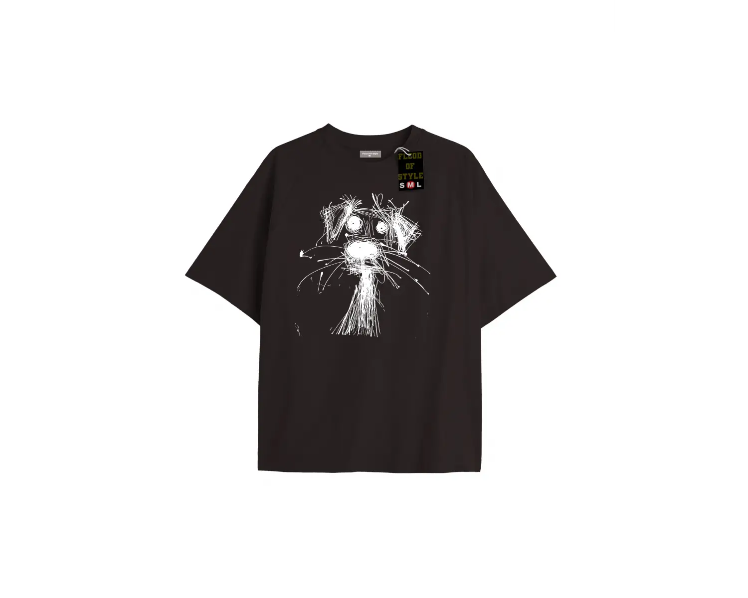 Beyaz Oversize T-shirt çizim köpek Özel tasarım