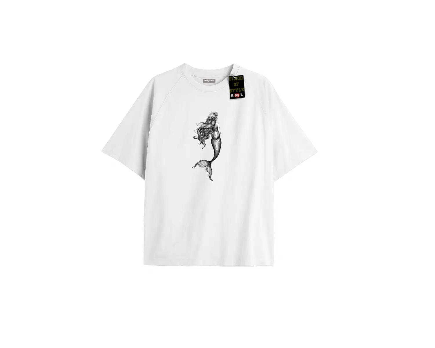 Beyaz Oversize T-shirt deniz kızı Özel tasarım